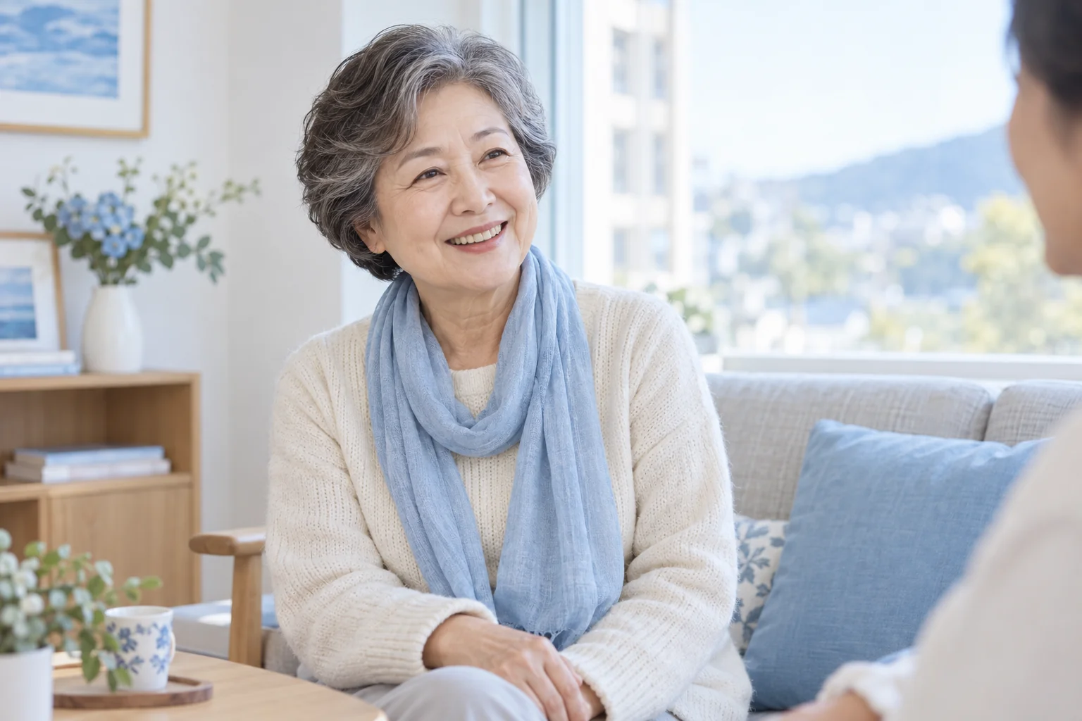 가상의 중년 성인과 진료팀이 상담하는 장면